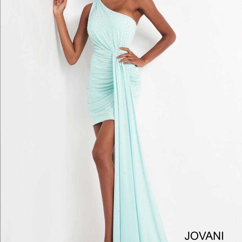 Jovani 04153 Embellished One Shoulder Cocktail